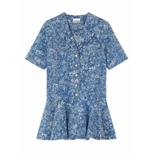 ガニー レディース 衣装 トップス Floral-print denim mini dress Blue