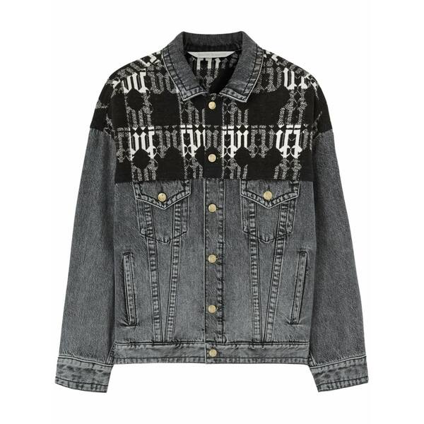 パーム・エンジェルス レディース 上衣＆上衣 アウター Monogram-jacquard denim jacket Grey