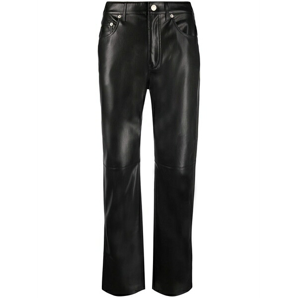 ナヌーシュカ レディース 心地好いズボン下 ボトムス Faux-leather cropped straight-leg trousers Black