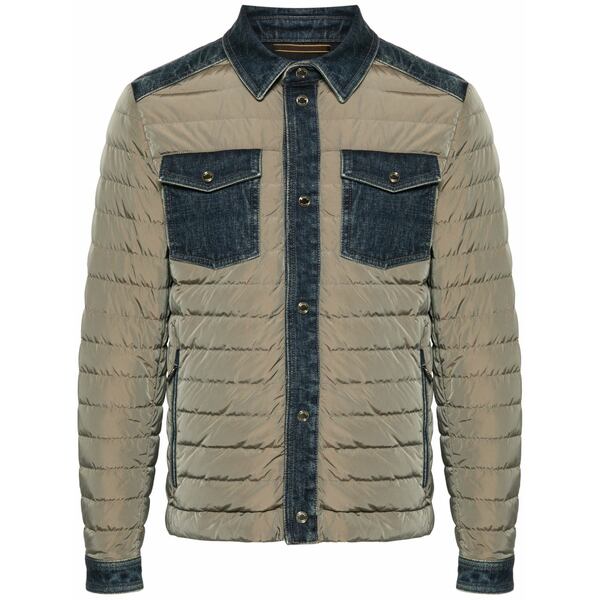 ムーレー メンズ 上衣＆上衣 アウター Denim-trim quilted jacket Blue