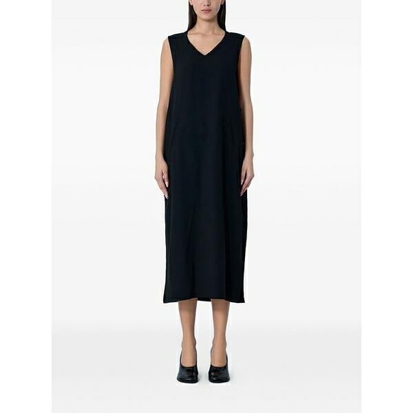 リミフー レディース ワンピース トップス V-neck knitted midi dress Black|asty