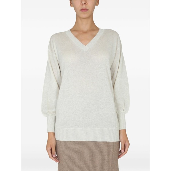 ファビアナ フィリッピ レディース 編み物\u0026プルオーバー アウター V-neck sweater White