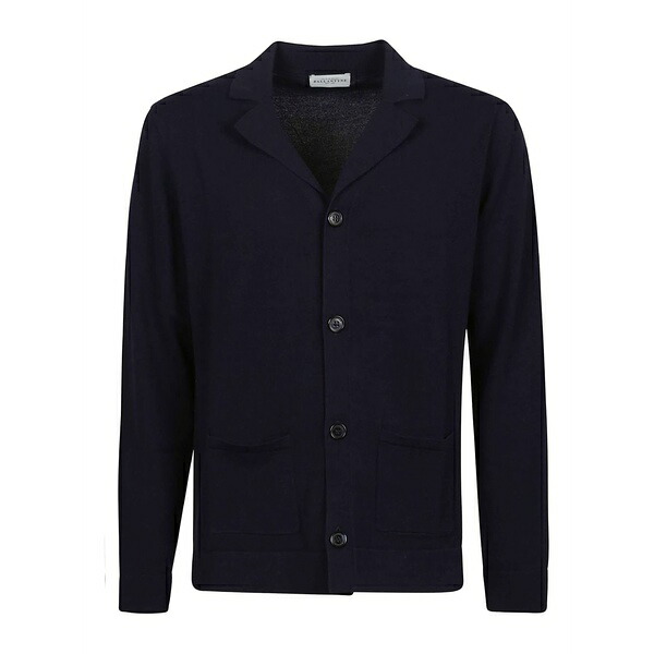 バランタイン メンズ カーディガン アウター Buttoned patch-pocket cardigan Blue｜asty