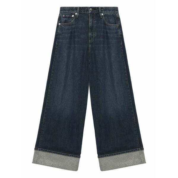 ラグアンドボーン レディース ジーンズズボン下 ボトムス Sofie embellished-cuf wide-leg jeans Blue