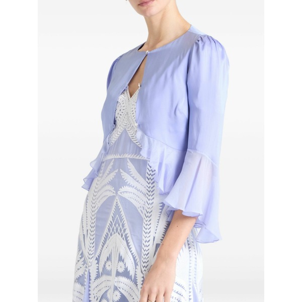 テンパリーロンドン レディース 上衣＆上衣 アウター Leilani ruffled silk-blend jacket Blue