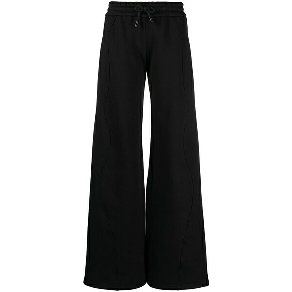 象牙色 レディース 心地好いズボン下 ボトムス Piping-detail cotton track pants Black
