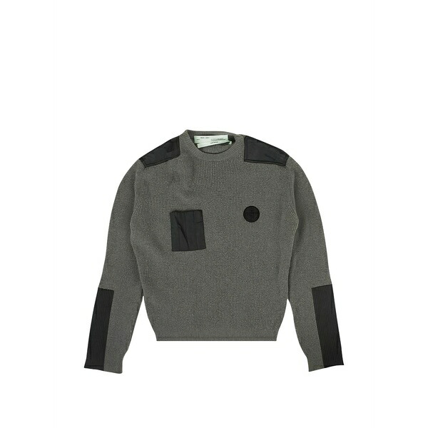 象牙色 メンズ 編み物\u0026スウェーター アウター Logo-patch sweater  Grey