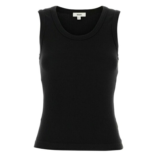 アゴルド レディース カットソー トップス Ribbed tank top Black
