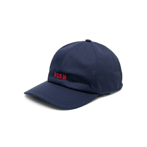 エムエスジイエム メンズ かぶり笠 佩び物 Logo-embroidered cotton cap Blue