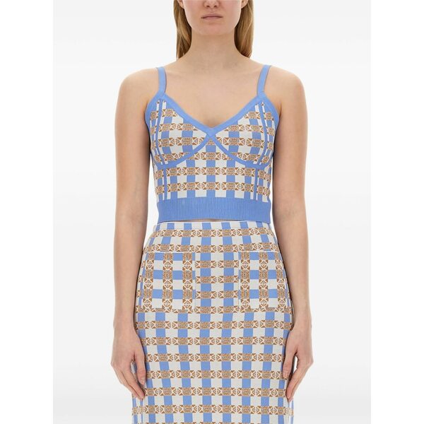 バウムウンドヘルガーデン レディース カットソー トップス Cypre checked top Blue