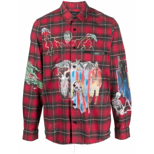 アミリ メンズ プルオーバー トップス Graphic-print shirt Red
