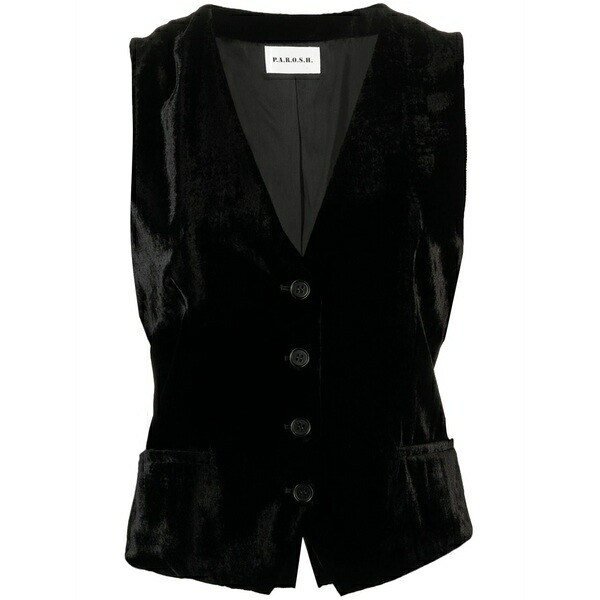 パロッシュ レディース 上衣＆上衣 アウター V-neck velvet waistcoat Black