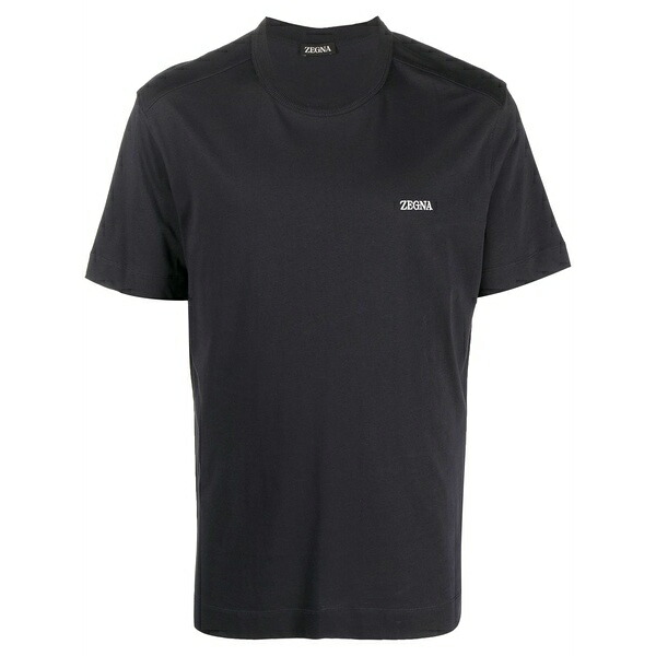ゼニア メンズ プルオーバー トップス Embroidered-logo cotton t-shirt Black