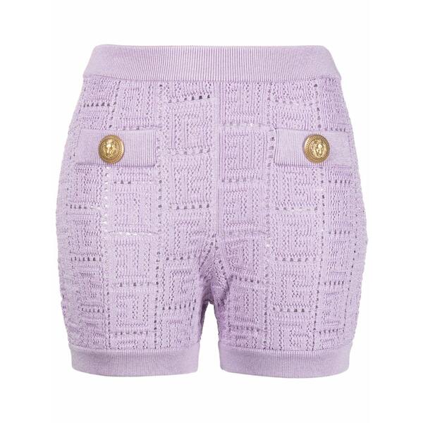 バルマン レディース 心地よいズボン下 ボトムス Monogram mesh knitted shorts Purple