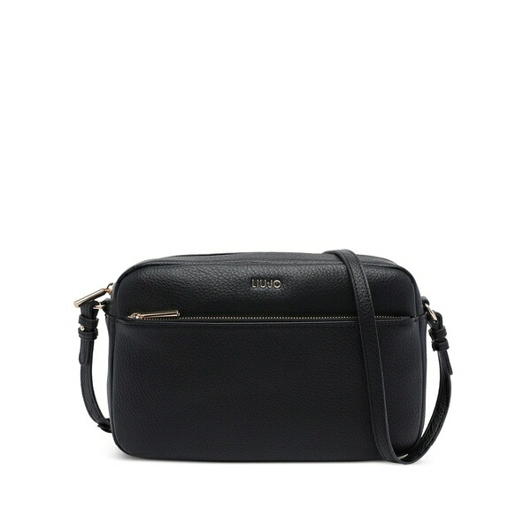 リュージョー レディース ショルダーバッグ 御徒面子 Logo-plaque pebbled-effect shoulder bag Black