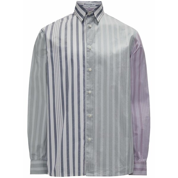 J.W.アンダーソン メンズ プルオーバー トップス Panelled stripe-print shirt Grey