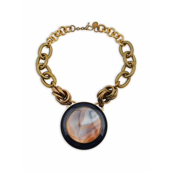 アントンヒュニス メンズ 首飾り・チョー鉄道車両 佩び物 Agate-pendant chunky-chain necklace Gold