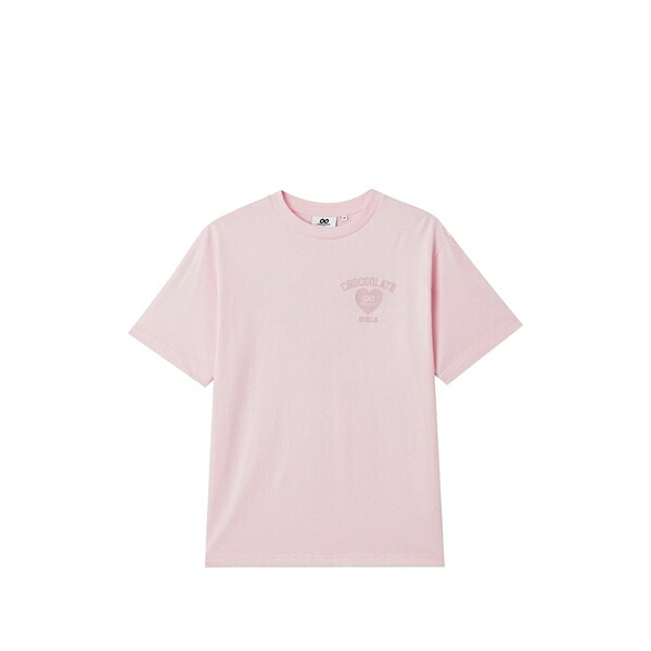 黒茶 レディース プルオーバー トップス Heart-detail logo-print t-shirt Pink