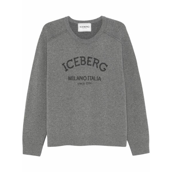 アイスバーグレタス メンズ 編み物\u0026スウェーター アウター Logo-intarsia crew-neck sweater Grey