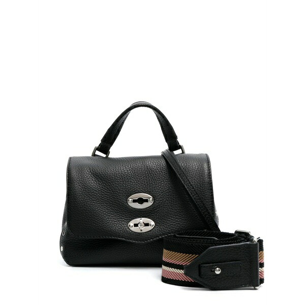 ザネラート レディース トートバッグ 御徒面子 Mini postina leather tote bag Black