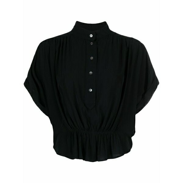 イザ呼びりん マラン レディース プルオーバー トップス Azalea crepe blouse Black