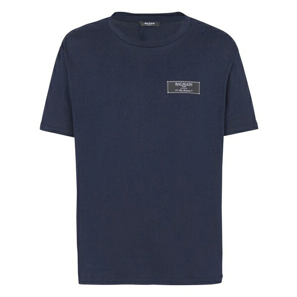 バルマン メンズ ティーシャツ トップス Logo-tag cotton t-shirt Blue