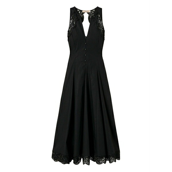 ツイン書き割り レディース 衣裳 トップス Long poplin dress Black