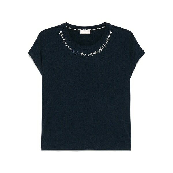 リュージョー レディース Tシャツ トップス Logo-embellished t-shirt Blue｜asty