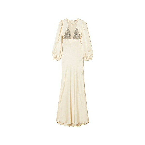 ツインセット レディース ワンピース トップス Balloon-sleeve mesh-panel dress Neutrals｜asty 64,240円
