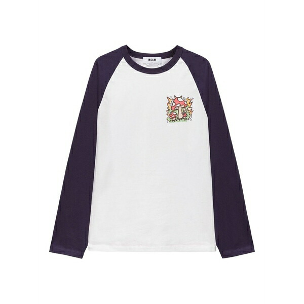 エムエスジイエム メンズ プルオーバー トップス Long-sleeve graphic-print t-shirt White
