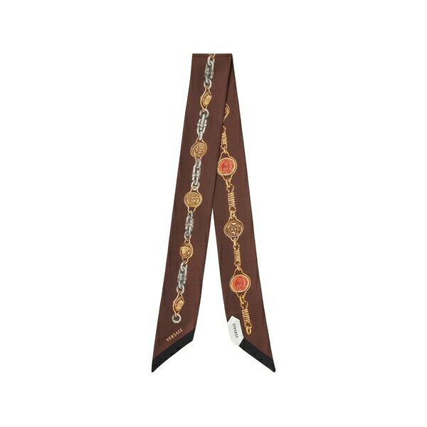 ヴェルサーチ メンズ えり巻き・袈裟・えり巻き 添え物 Printed silk twill ribbon Brown