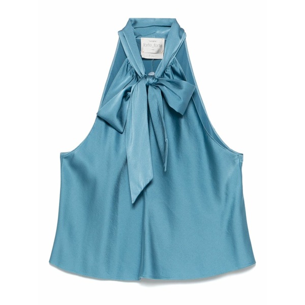 フォルテ フォルテ レディース シャツ トップス Satin top Blue|asty