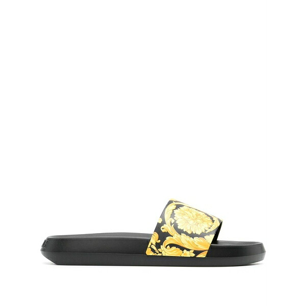 ヴェルサーチ メンズ サンダル シューズ Barocco rubber slides Black