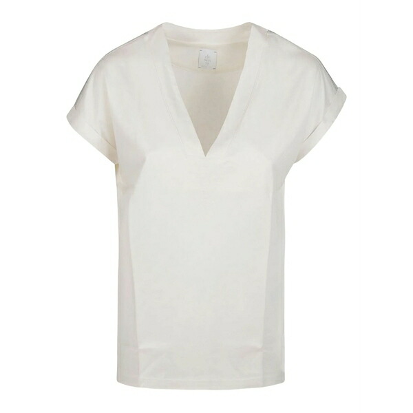 イレブンティ レディース Tシャツ トップス Cuffed t-shirt White｜asty