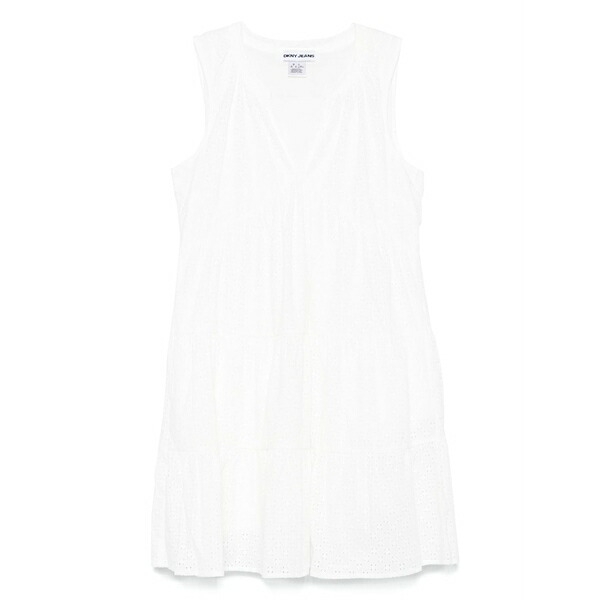 ダナ キャラン ニューヨーク レディース ワンピース トップス Eyelet-detail sleeveless mini dress White|asty