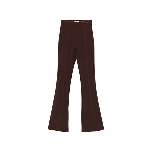 エリザベスフランキ レディース カジュアルパンツ ボトムス Crepe flared trousers Brown|asty