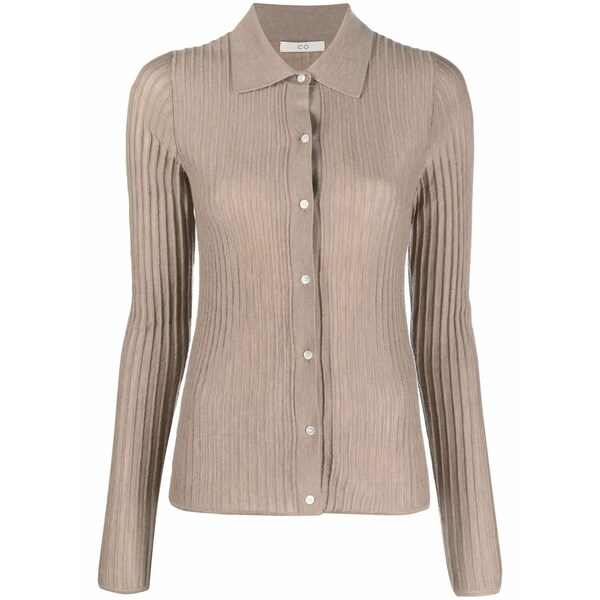コー レディース ジレー アウター Ribbed-knit cashmere cardigan  Brown