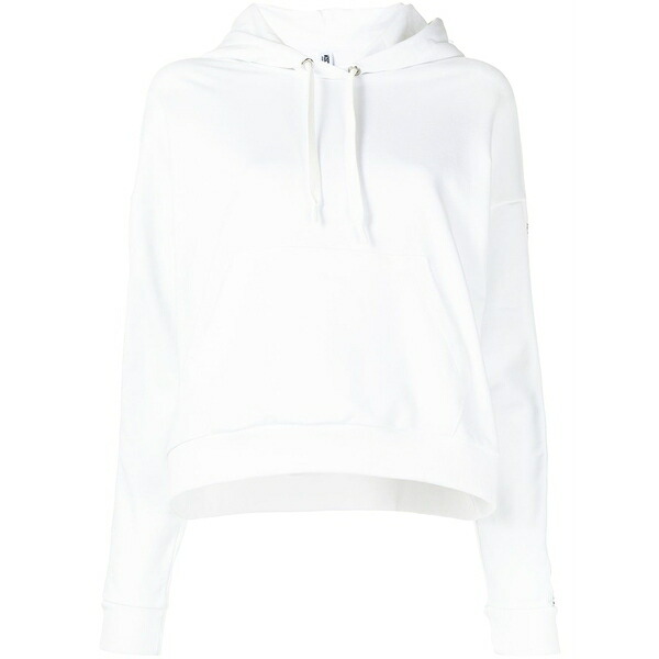 モスキーノ レディース パーカー・スウェットシャツ アウター Logo-stripe drawstring hoodie White