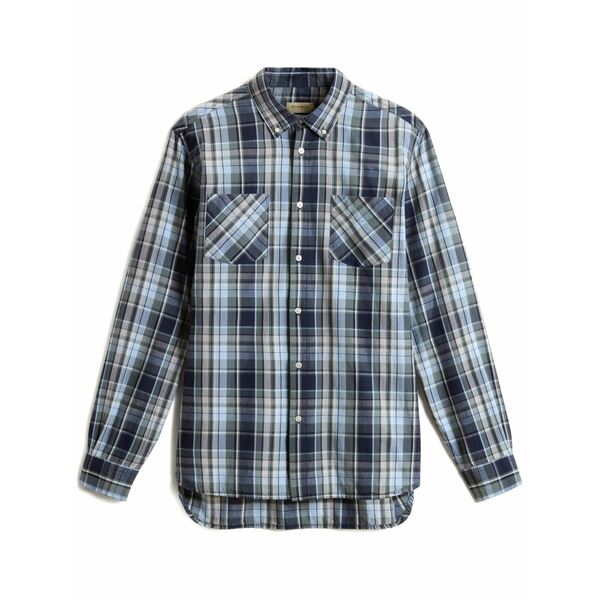 毛糸 分限者 メンズ プルオーバー トップス Madras shirt Blue