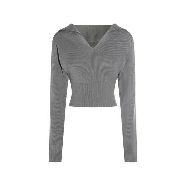 リックオウエンス レディース ニット&セーター アウター Ribbed v-neck sweater Grey|asty