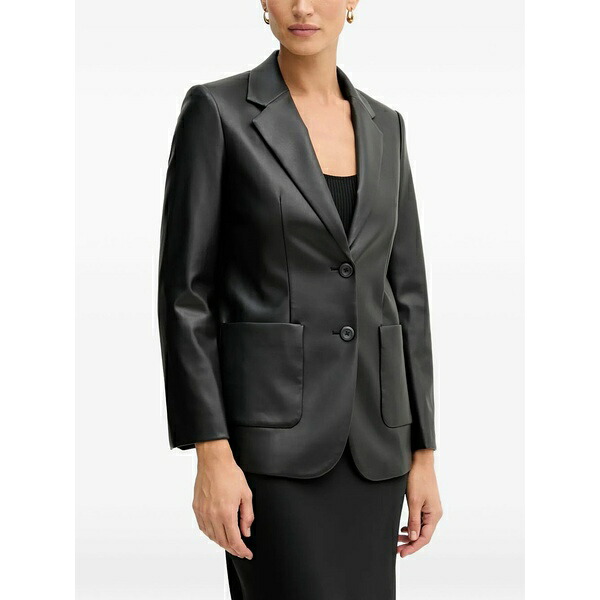 シスレー レディース ジャケット＆ブルゾン アウター Faux-leather blazer Black｜asty