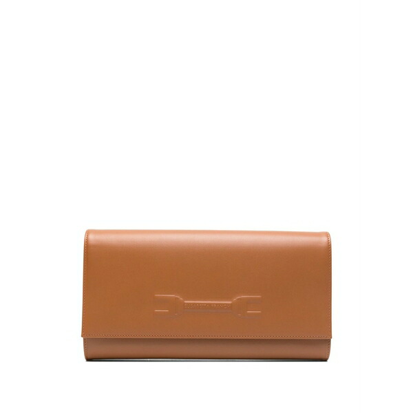 エリザベスフランキ レディース クラッチペダル御徒面子 御徒面子 Embossed shoulder bag Brown