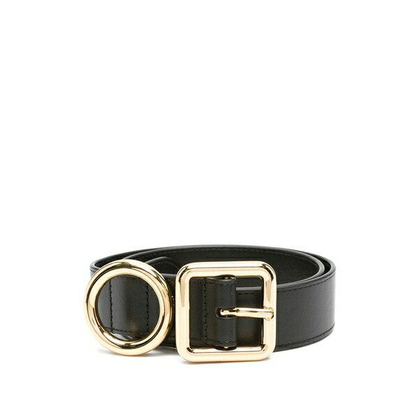 ジャクエムス レディース 三尺帯 添え物 Double-buckle leather belt Black