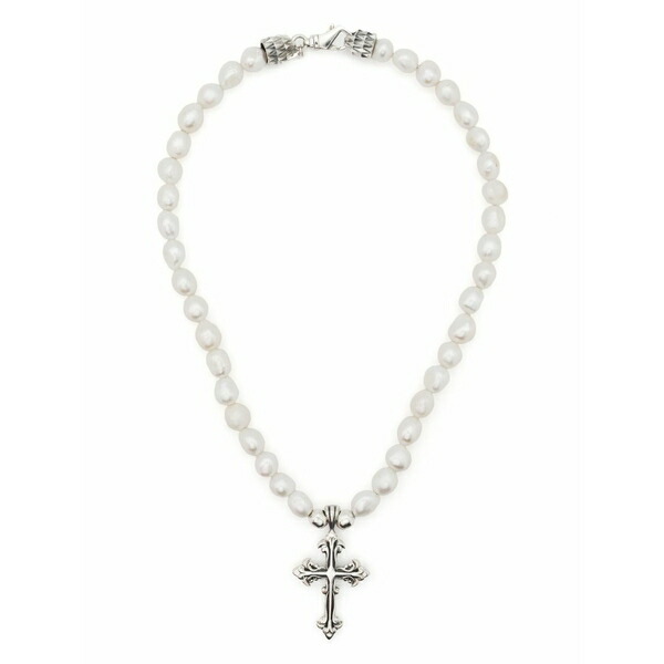 エマニュエレ ビコッキ メンズ 首飾り・チョー鉄道車両 付属物 Cross-pendant pearl necklace Silver