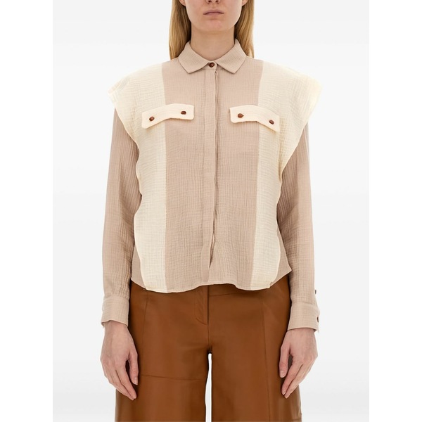 アリジ レディース シャツ トップス Two-tone cotton shirt Neutrals｜asty