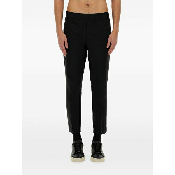 ボス メンズ カジュアルパンツ ボトムス Elastic-waistband straight-leg trousers Black｜asty