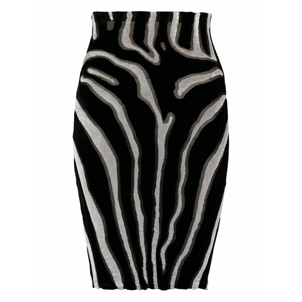 バルマン レディース スコート ボトムス Zebra-print velvet mini-skirt Black ボトムス-レディースファッション