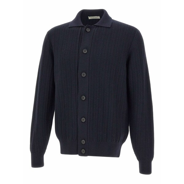 フィリッポ デ ラウレンティス メンズ カーディガン アウター Wool button-down cardigan Blue｜asty
