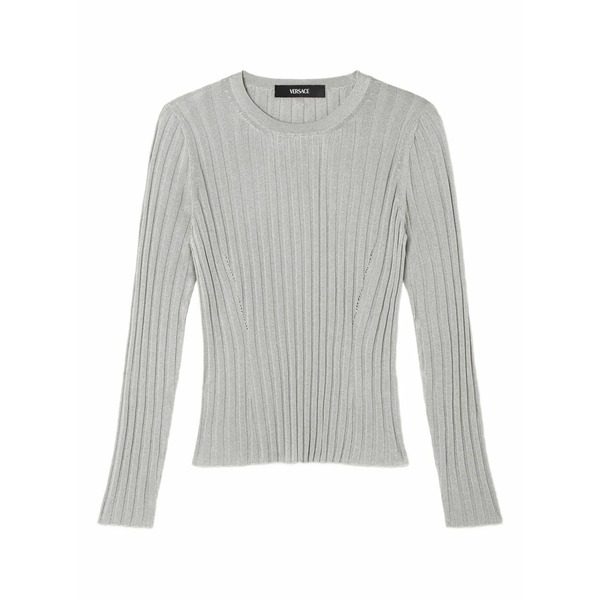 ヴェルサーチ レディース 編み物\u0026スウェーター アウター Ribbed crew-neck sweater Grey