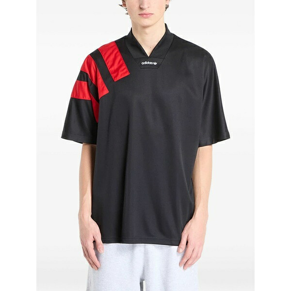 アディダス メンズ Tシャツ トップス Stripe-detail t-shirt Black|asty